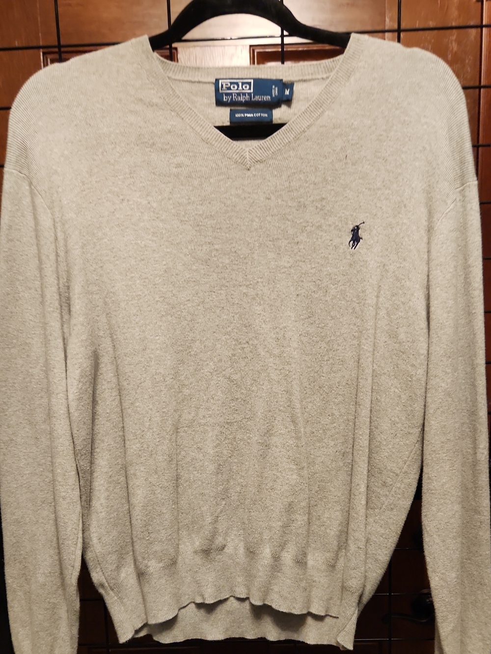Polo by Ralph Lauren Light Gray V-Neck Sweater with Navy Pony